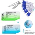 Silicone Suture Pad-1 x suture practice pad
6 x Nylon monofilament training thread
6 x Silk braided training thread
1 x toolkit(random style, don't accept the specified style) 
5 x tools
5 x Blades-Photo Color. 