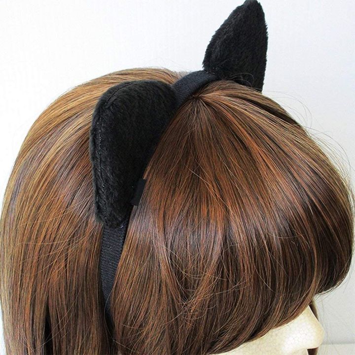 Cute Cat Ears Head Band, Alice Band, Black Fuzzy Ears, Kawaii