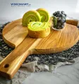 Pizza Board Teak Large Reversible Cutting Board with Handle. 