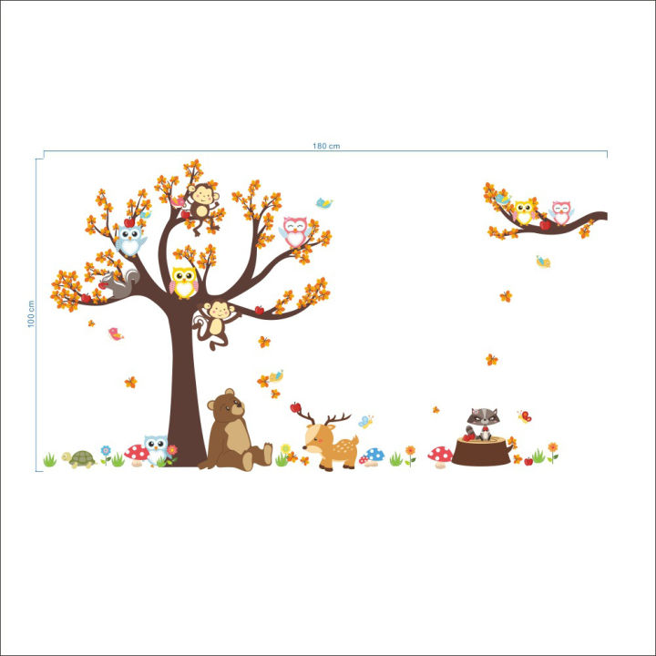 Animal%20Tree%20Cartoon%20Elephant%20Giraffe%20Animals%20Theme%20Wall%20Art%20Decal%20Sticker%20Decoration%20for%20Living%20Room%20Nursery%20Baby%20Girl%20Boy%20Kid%20Children's%20Room%20Bedroom%20Decoration%20-%20Image%204