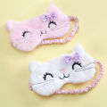 Cute Cat Soft Sleeping Eye Cover Mask Animal Plush Fabric Blindfold Relax Girls Lady For Home Traveling Eye Care. 