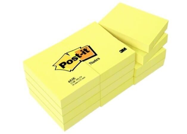 3M™ Post-it® Notes, Yellow  1.5" X 2", 12Pads/pack, 100 Sheets/pad