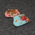 Canvas Coin Purse Retro Storage Buckle Closure Mini Wallet Vintage Rose Print unisex Pouch unisex Ladies. 