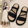 2024 Annual Non-Slip Sandals Casual Slippers Beach New Beibele Women's Flip Flops Soft Bottom Outdoor Summer Women's Platform. 