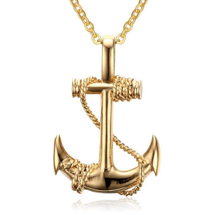 Hot Titanium Steel Boat Anchor Pendant Necklace Trendy Men's Personality Vintage Cross Jewelry Gift for boyfriend