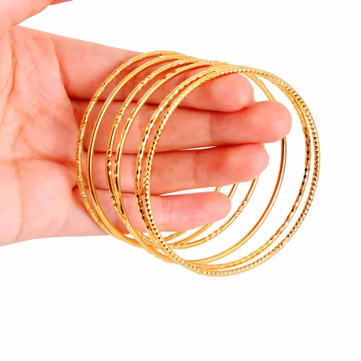 1%20Pc%20Women's%20Luxury%20Dubai%20Gold%20Bangle%202mm%20Thin%20Bracelet%20For%20Women%20Fashion%20Caved%20Jewelry%20GIft%20#249829%20-%20Image%205