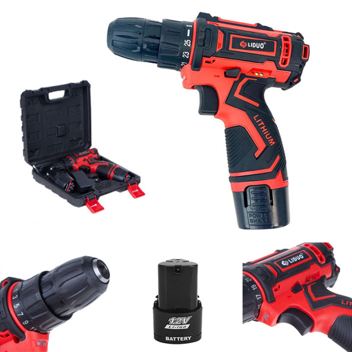 Liduo%20Rechargeable%20Drill%20Screwdriver%20Double%20Speed%2012V%20Electric%20Cordless%20Drill%20With%202%20Li-Ion%20Batteries%20Premium%20Quality%20Power%20Tool%20-%20Image%203