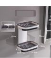 Soap Box Suction Cup Wall-mounted Double-layer Drainage Soap Rack Bathroom Storage Rack Creative Toilet Perforated Soap Rack. 