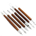 6Pcs/Set DIY Pottery Clay Tools Wooden Handle Pottery Carving Tool For Pottery Sculpture Ceramic Clay Trimming Cutting Kit. 