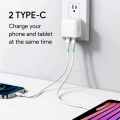 Original 35W PD Dual USB-C Power Adapter For iPhone 15 14 13 12 11 Pro Max 15 Plus XR XS Max iPad Pro Type C Port PD 3.0 Fast Charging Foldable US Plug Wall Charger. 
