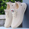 Handsome Flat Hollowed Summer Men's Shoes 2024 Travel Shoes Mesh Shoes Running Flying Woven Breathable Versatile Casual Shoes. 