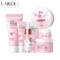 LAIKOU Sakura Skincare Set Face Serum Moisturizer Acne Pimple Patch Cleanser Mud Mask Brightening. 