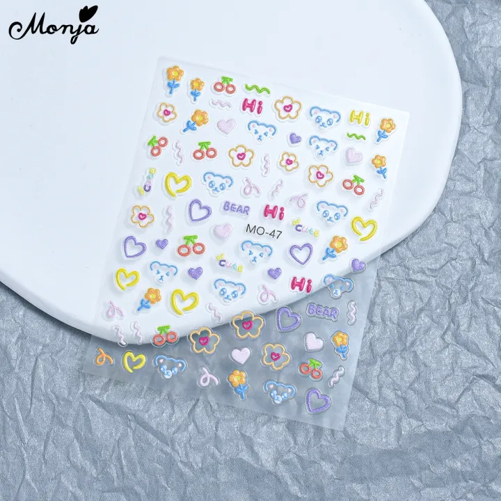 Monja%205D%20Nail%20Art%20Stickers%20Cute%20Lines%20Cartoon%20Embossed%20Colorful%20Heart%20Patterns%20Reliefs%20Adhesive%20Decals%20DIY%20Nail%20Art%20Decoration%20Tools%20-%20Image%208