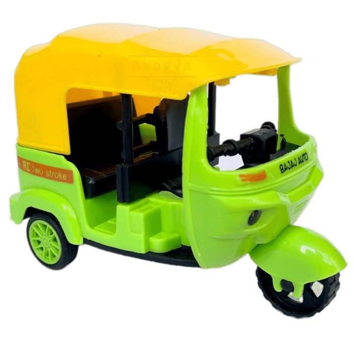 Plastic Auto Rickshaw Toy With Pull Back Action - 3 Wheel Tricycle Toy Auto Toy - 1 PC | Three wheeler
