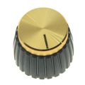 45Pcs Guitar AMP Amplifier Push on Fit Knobs Black with Gold Aluminum Cap Top Fits 6mm Diameter Pots. 