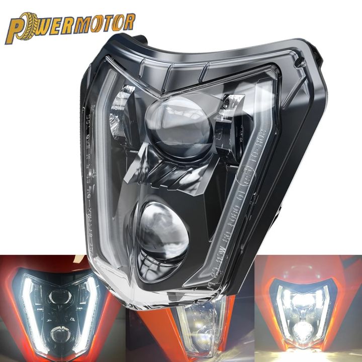 Motorcycle LED Headlight Supermoto Plate for KTM EXC XCF SX SMR 250 300 450 Headlamp Wick Dirt Bike Motocross Accessories Enduro