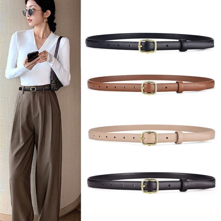 W5YR Fashion Simple Retro Thin PU Leather Waist Belts Alloy Pin Buckle