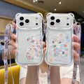 HOCE Cute Flower Bear Ear Crossbody Phone Cases For iPhone 17 16 15 13 12 11 14 Pro XS Max X 7 8 14 15 16 Plus 17 Air Case Lanyard Strap Shockproof Soft Cover. 