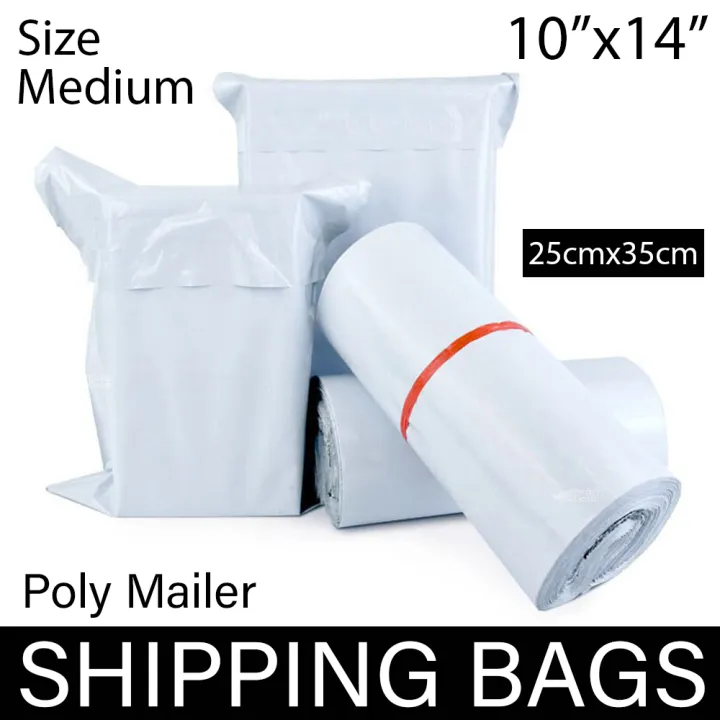 Shopila Medium Poly Mailer High Quality White Flyers Bundle of 100, 25, 10 Pcs 500 Bags Thickness 2.2mm Self-seal Adhesive bags Storage Courier Bags 25cm*35cm Mailer Packs Daraz Flyers Postal Safe Mailing Bags Shipping packing bag Size 25cm x 35cm