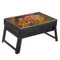 BBQ Grill Machine Portable Barbecue Stove Charcoal BBQ Grill Patio Camping Picnic Burner Foldable Black Steel Stove Portable Simple Barbecue Stove -BlackBBQ ග්‍රිල් යන්ත්‍රය අතේ ගෙන යා හැකි බාබකියු උදුන අඟුරු BBQ ග්‍රිල් කඳවුරු පික්නික් bbq දාහක සරල බාබක.. 