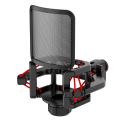 Microphone Shock Mount with Microphone Filter Windscreen Reduce Noise Anti Vibration Screen Stable Easy Install,Red. 