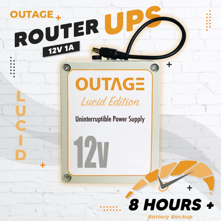 12V Uninterruptible Power Supply - Mini UPS/ Power Backup/ Battery Backup for 4G Fibre Router / Router UPS / DC UPS [OUTAGE HR-NPJ012-LCE] [LUCID EDITION] [12V 1A] [Made in Sri Lanka]