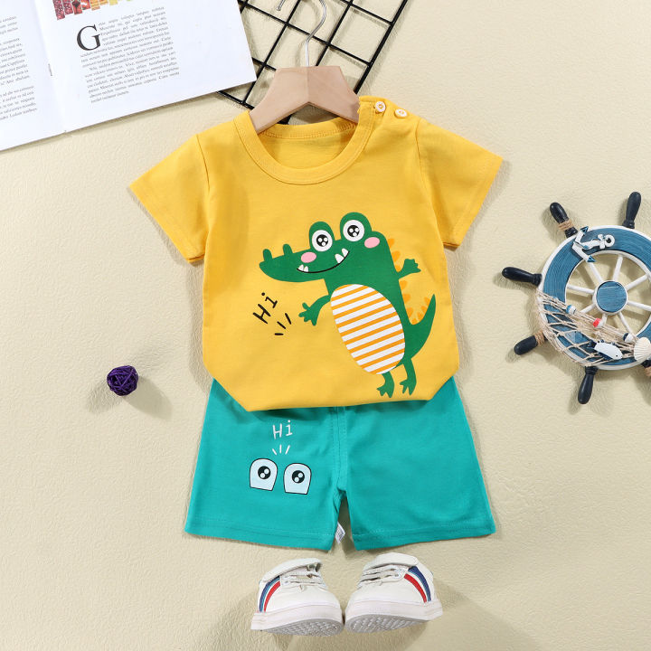 Summer%20New%20Pure%20Cotton%20Children's%20Short%20Sleeve%20T%20T-shirt%20Suit%20Infants%20Baby%20Short%20Sleeve%20Shorts%20Two-Piece%20Suit%20-%20Image%203
