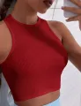 Ribbed Round Neck Casual Sleeveless Crop Tank  Top. 