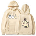 Chiikawa Kawaii Emoticon Hoodies Front and Back Sweaters Printing Funko Pop Hoody Soft Winter Clothes Long-sleeved Sweatshirts. 