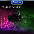 UZBOO RGB Laser Stage Lights 32 Pattern Party Projector Lights DJ Disco Sound Activated Strobe Lights RGB LED Laser Projector For Birthday Wedding KTV Bar Concert USB Plug. 