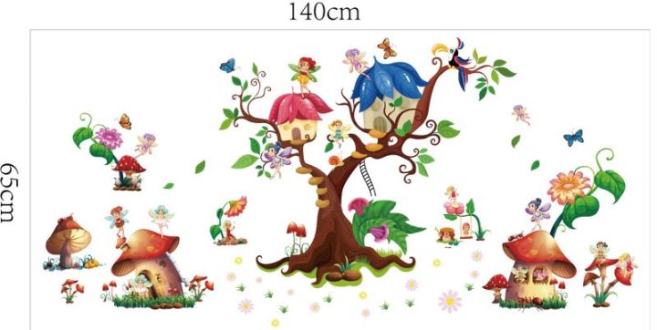 Tree%20House%20cartoon%20animals%20tree%20bridge%20baby%20children%20bedroom%20room%20wall%20decoration%20wall%20stickers%20removable%20kids%20nursery%20decal%20sticker%20-%20Image%202
