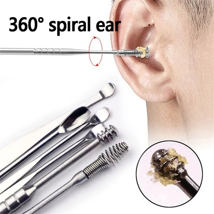 6pcs Ear Wax Remover Ear Cleaning Kit Ear Pick Earpick Ear Cleaner Spoon Care Ear Clean Tool for Baby Adults Ear Care Set