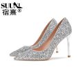 Pointed Toe Main New Bridal Crystal Xiuhe Women's Single Shoes High Heels Wedding Shoes Stiletto Heel Evening Dress 2024 Year. 