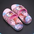 Princess Elsa Children's Slippers Summer Girls Indoor Soft Bottom Non-Slip Frozen Little Girl Cute Crystal Shoes. 