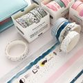 pcs/pack Striped/Grid/Flowers Basic Solid Color paper Washi Tape Set Tape Scrapbooking Label Masking. 