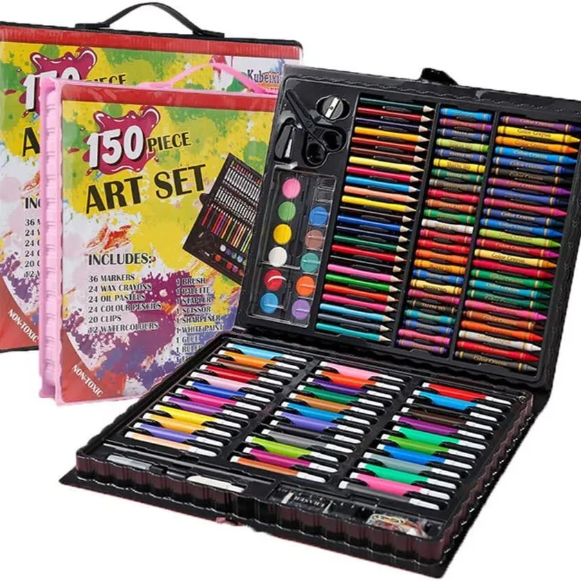 150 Piece Deluxe Art Set Drawing Set for Kids Crafts Kit Box Gift Art ...