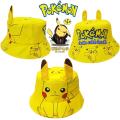 MengshanHigh Quality Pokemon cartoon character Pikachu sports children's fisherman hat cute print pot small elves ears shading hat party gift toys. 