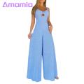 Women Jumpsuit Chest Cutout Straps Wide Har Hollow Backless Jumpsuit. 