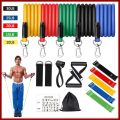 Athesoo 11pcs/Set Gym Latex Tube Resistance Bands Pilates Yoga Fitness Exercise Pull Rope Rubber Home Equipment 11-piece Tension Band 100 Pounds Resistance Rope Body Workout Yoga Fitness Exercise Muscle Training 阻力带拉力绳. 
