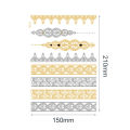 Waterproof Bracelet Pattern Golden Metallic Transfer Tattoo Sticker for Body Art. 