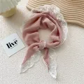 Triangle Lace Face Hair Head Wrap Scarf Women Accessories Neck Decoration Neckwear Handkerchief Headband Shawl Scarves White INS. 