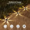 Auoyo solar led outdoor ground garden light Waterproof Courtyard Wall Step Lamp Decoration Solar Fence Light Round Warm Lighting. 