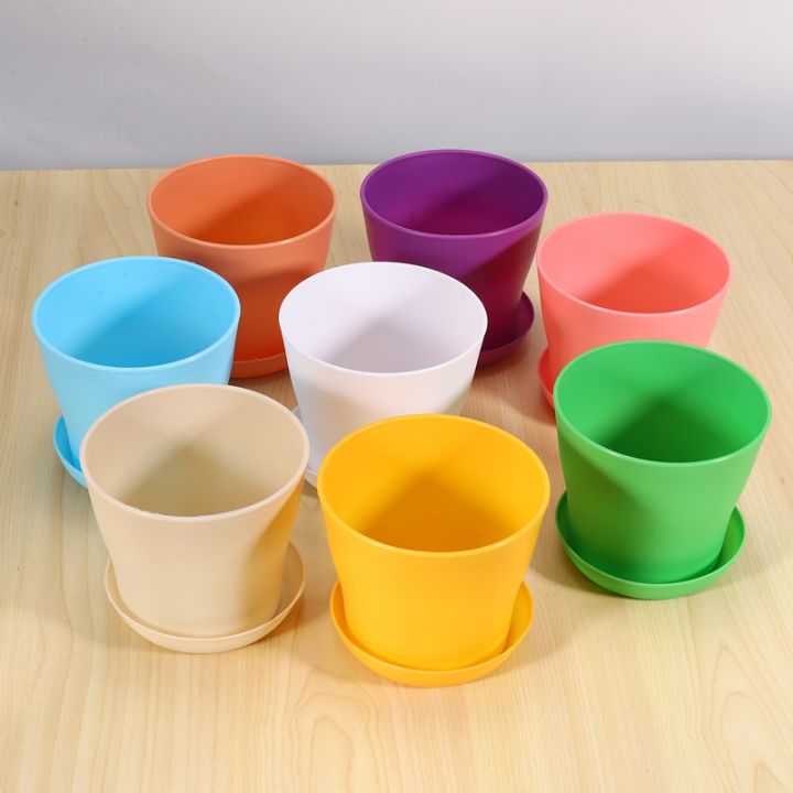 8%20Pcs%204%20inch%20Small%20Plant%20Pots%20Colorful%20Plastic%20Flower%20Pots%20Indoor%20Plant%20Pots%20for%20Office%20House%20Desk%20with%20Pallet/Trays%20(Blue,purple,green,beige,white,pink,orange,apricot)%20-%20Image%204