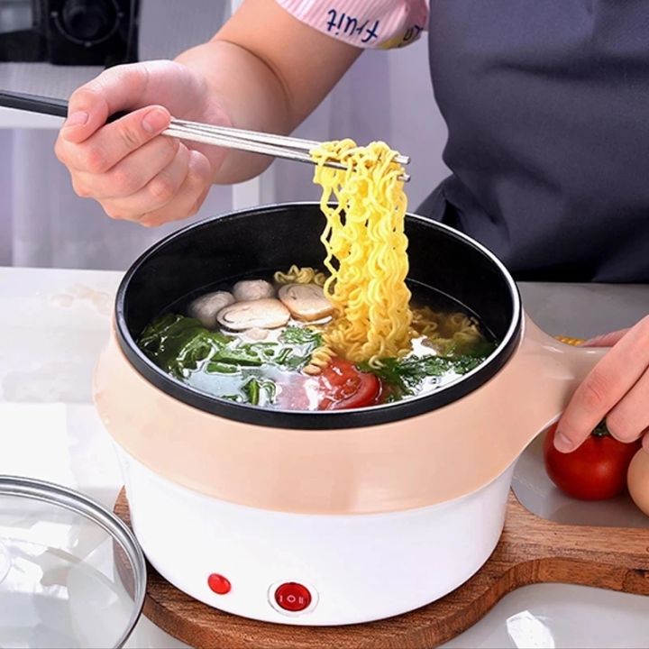 Portable Electric Hot Pot Cookware Pasta Pot Non-stick Casserole Pot with Steam Rack for Eggs/Soup