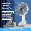 Portable Desktop Fan with Clip Cordless Rechargeable 1200mAh Fan Ventilator Cooler Multifunction Handheld Fan 3 Speed. 