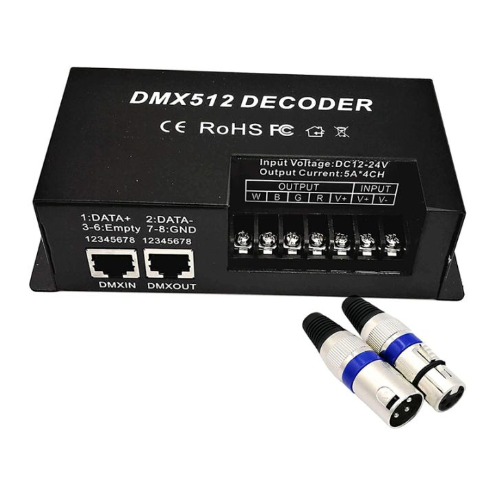 24 Channel DMX Decoder Dimming Driver RGBW DMX512 Digital Display Decoder LED Controller for Stage Bar DC5V24V for Large LED Outdoor Decoration Projects and Activities