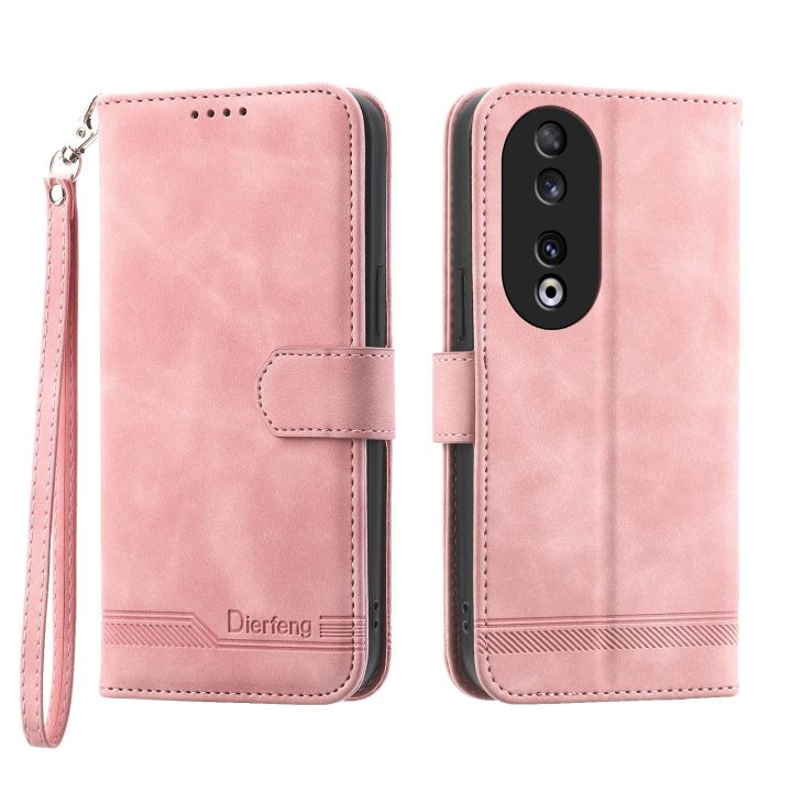 Dierfeng Dream Line TPU + PU Leather Phone Case For Honor 90 5G
