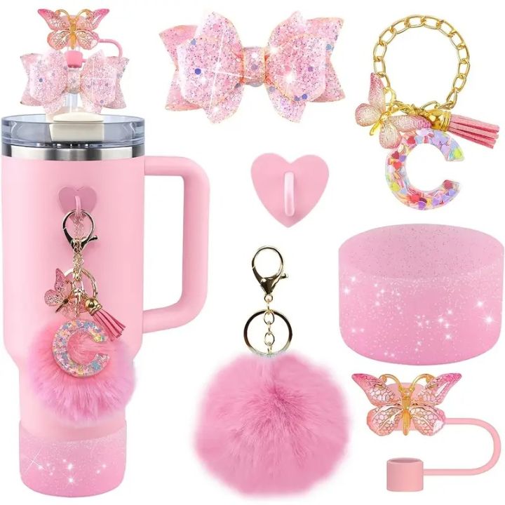 6pcs%20Tumbler%20Cup%20Accessories%20Set%20-%20Butterfly%20Straw%20Topper%20Cover%20Cap,%20Bling%20Bow%20for%20Straw,%20Sparkly%20Silicone%20Boot,%20Letter%20Charm%20and%20Pompom%20for%20Water%20Bottle%20Cups%20Tumbler%2040oz%2030oz%2020oz%20-%20Image%208