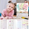 Sank Magic Practice Copybook, (4 BOOK + 4 REFILL+ 2 Pen +2 Grip) Number Tracing Book for Preschoolers with Pen, Magic Calligraphy Copybook Set Practical Reusable Writing Tool Simple Hand Lettering. 