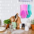 Reusable Heat Gloves Glove Scrubber Resistant Household Cooking Dish Kitchen Washing Cleaning Tool Silicone 1Pair. 